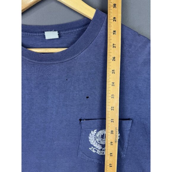 Vintage 90's UCLA University Of California Pocket Shirt Single Stitch Faded Navy - Picture 13 of 13